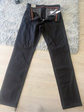 Boss Men's Straight Jeans in Black with Subtle Orange Trim